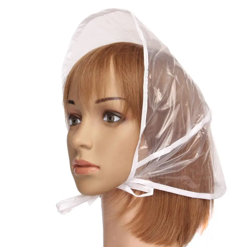 Прозрачная водонепроницаемая многоразовая пластиковая женская шляпа для защиты от дождя, шапка, плащ, аксессуары для волос