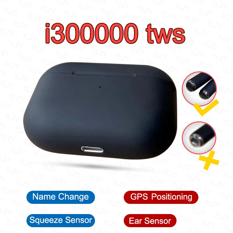 

Original i300000 tws matte black bluetooth earphone Pressure Sensor Earbuds super copy AP pro 3 PK H1 chip i9000 i100000 pro