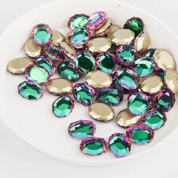

Green Volcano Magic Mirrow Shape Flat Back Fancy Rhinestones For Nail Art Decoration