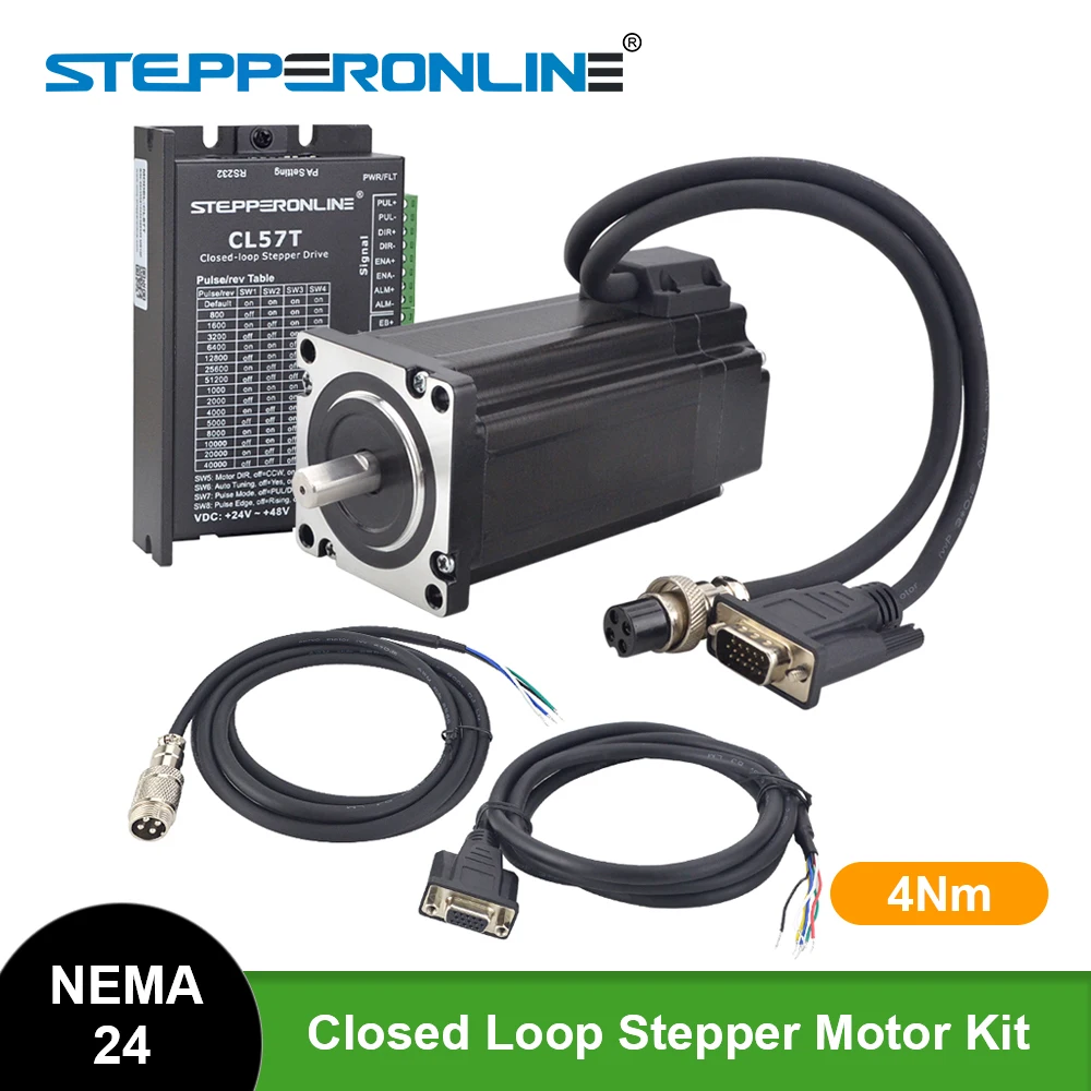 Nema 24 4Nm Closed Loop Stepper Motor Kits 2 Phase Nema24 Servo Motor 5A + Servo Driver ＆ 2pcs Extension Cables