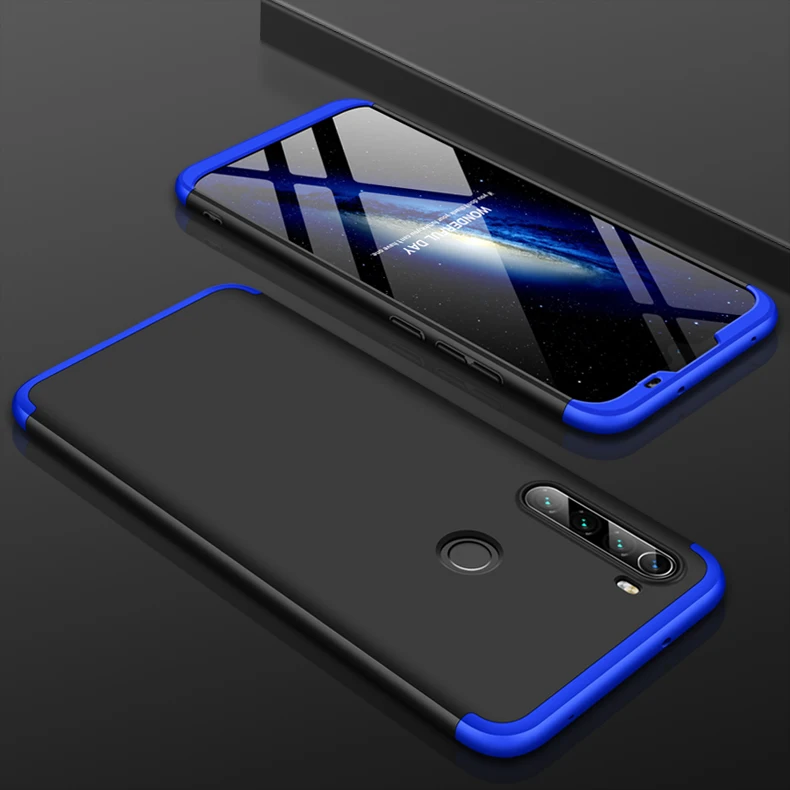 blue black Чехол для телефона Xiaomi Redmi Note 8T Redmi 8 8A Pro, чехол на заднюю панель, бампер 360, полный Чехол, роскошный жесткий чехол из поликарбоната - Цвет: blue black