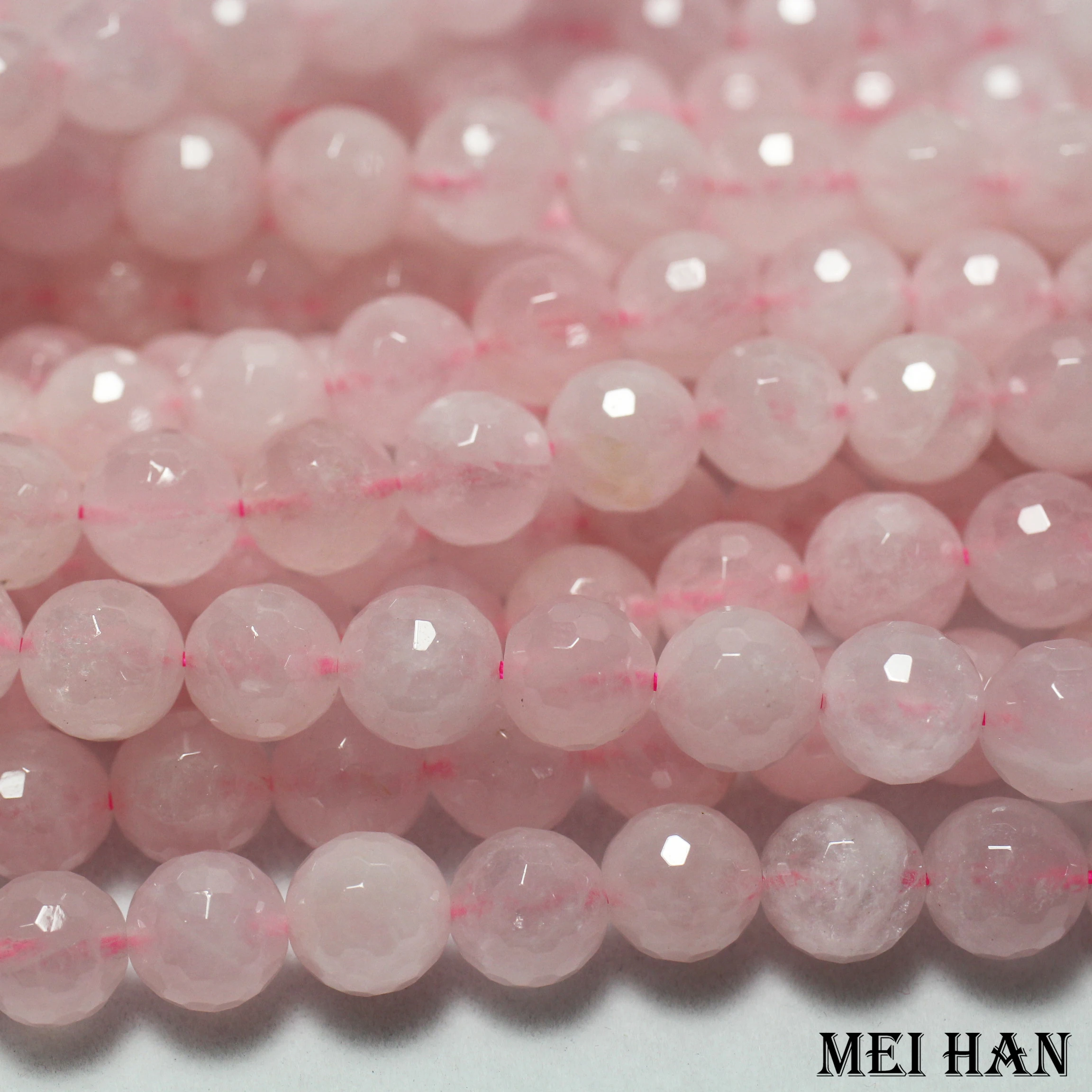 

Meihan Wholesale 10mm (2 strands/lot ) shinny Pink quartz faceted round loose bead stone for jewelry making diy bracelet