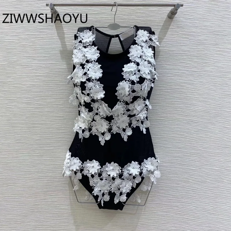ZIWWSHAOYU Summer Women Beach Swimsuit Bikinis Fashion Designer Ladies Appliques Open Back Beach Wear Bathing Suit Bodysuits ZIWWSHAOYU Summer Women Beach Swimsuit Bikinis Fashion Designer Ladies Appliques Open Back Beach Wear Bathing Suit Bodysuits