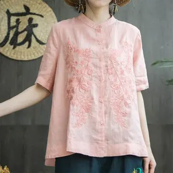 

New Women Tops Blouses Cotton and linen Loose Button Long Sleeve Shirt Dress Blouse Plus Size Solid Cotton Tunic Casual Shirts