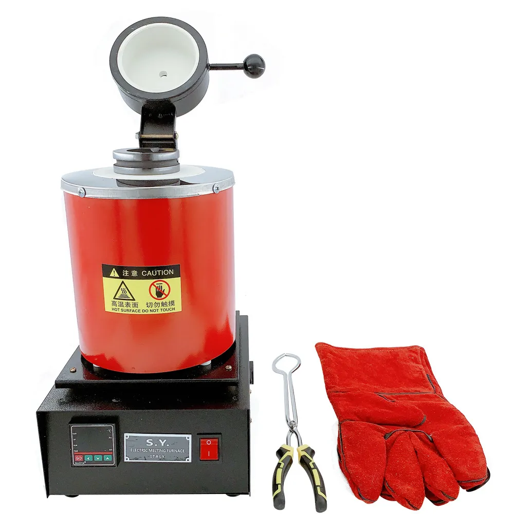 

Melting Furnace 3kg Portable Graphite Crucible Furnace High Temperature Small Metal Melting Furnace 1400W EU plug