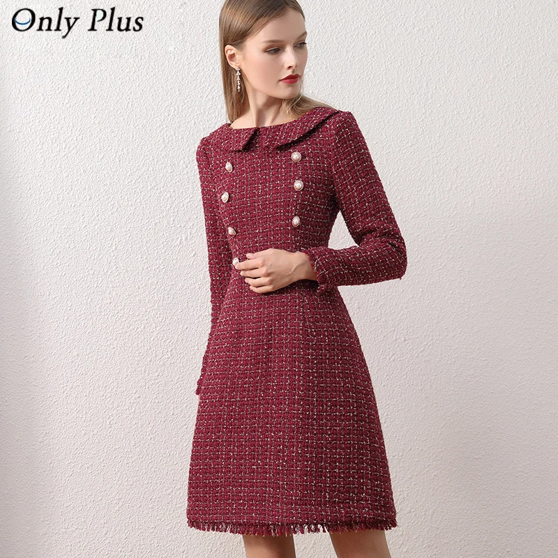 Itoolin Vintage Tweed Dress Woolen 