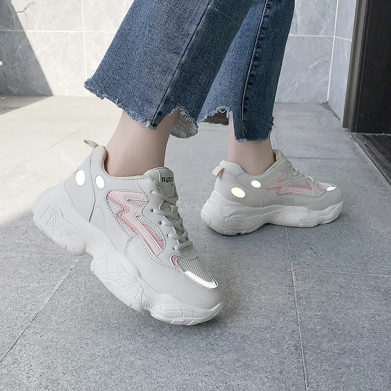 

Batch 2019 Winter New Style Pink Mesh Fluorescent Dad Shoes INS Tidal Harbor-Style Soft Girl CHIC Athletic Shoes Running Shoes