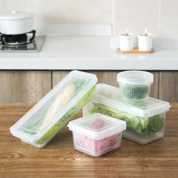 

3200/1600/900ML Double Layer Refrigerator Food Preservation Box Kitchen Clear Plastic Food Storage Containers With Lids