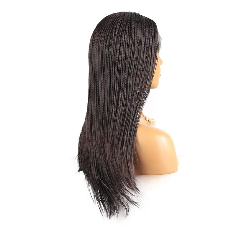 QUINLUX парики коричневый плетеный синтетический парик для женщин полный ручной работы 2x твист косы кружева передний парик со средней частью тепловое волокно