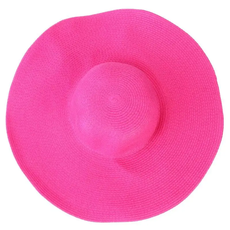 Women Straw Knitted Hat Summer Sun Protection Wide Brim Bucket Cap Women Girl Beach Foldable Visor Panama Hat Dropshipping - Цвет: Red