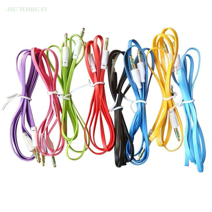 3 5mm to 3 5mm Male to Male Colorful Flat Type Car Aux Stero Audio Headphone Jack Extension Cable 1000pcs lot