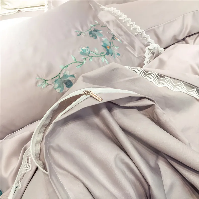Роскошный комплект постельного белья с вышивкой, хлопковое постельное белье, простыня, постельное белье, королевское/Королевское шелковое покрывало, 4 шт
