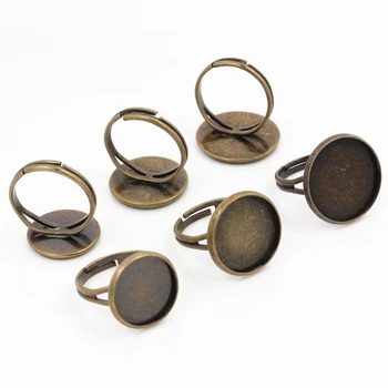 

14mm 16mm 18mm 10pcs Antique Bronze Brass Adjustable Ring Settings Blank/Base,Fit 18mm Glass Cabochons,Buttons Ring Bezels