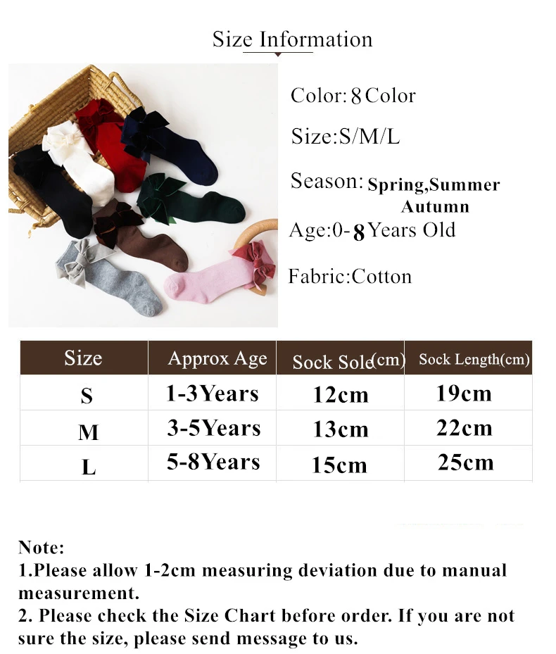 Winter Autumn Baby Girls Christmas Socks Bowknot Kids Knee High Long Sock Cotton Spanish Children 1-8 Years Toddlers Tube Socks