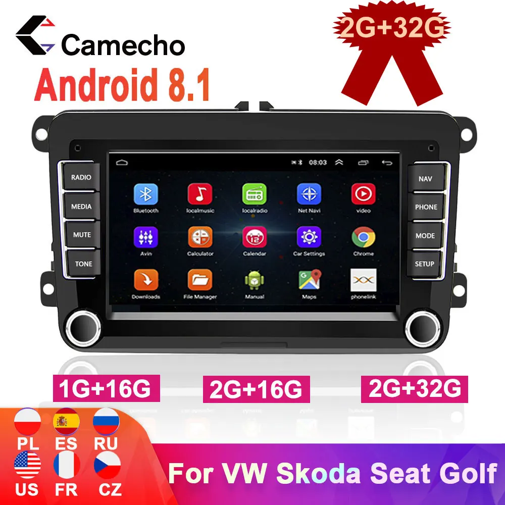 Camecho 2Din Автомагнитола Android 8 1 Автомобильный мультимедийный плеер GPS стерео для