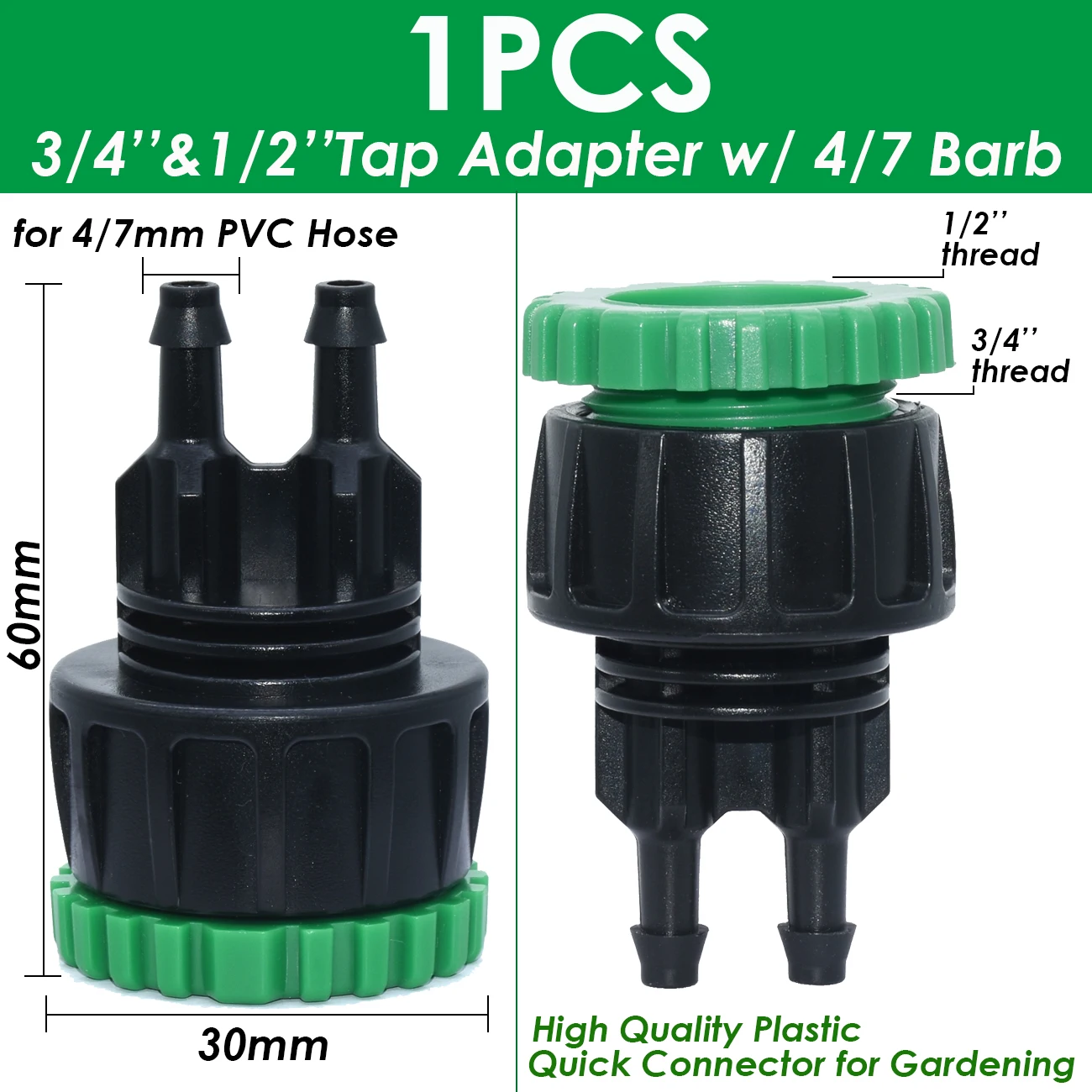 SPRYCLE Garden Quick Connector Tap 1/2" 3/4" Male Female Thread Nipple Joint 1/4" Hose Repair Irrigation Water Splitters Tools 