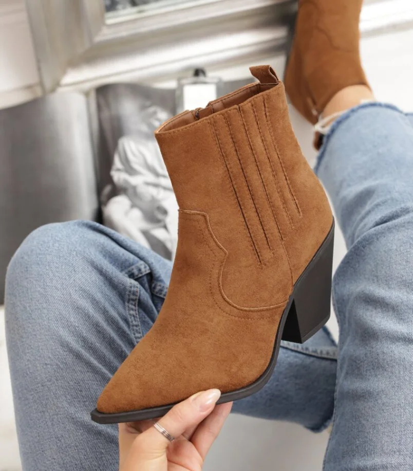 

[GOGD]Women Boots Zipper Chelsea Boots Autumn Ankle boots Pointed Toe Thick Bottom Ladies Shoes Black Booties