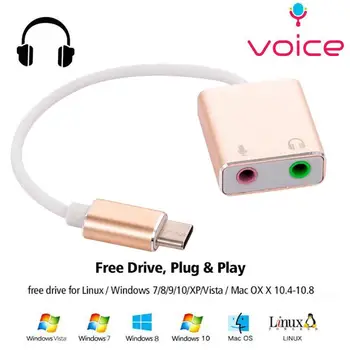 

HIFI Magic Voice 7.1 USB Type-C External Sound Card Adapter Audio Card USB-C to Jack 3.5mm Earphone Micphone for Laptop Macbook