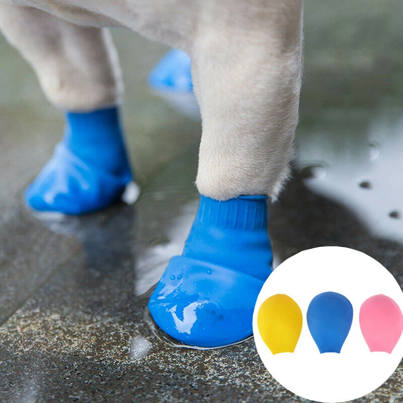 Zapatos para perros impermeables, Botas de lluvia de goma con globos, calcetines de gato para Chihuahua y cachorros