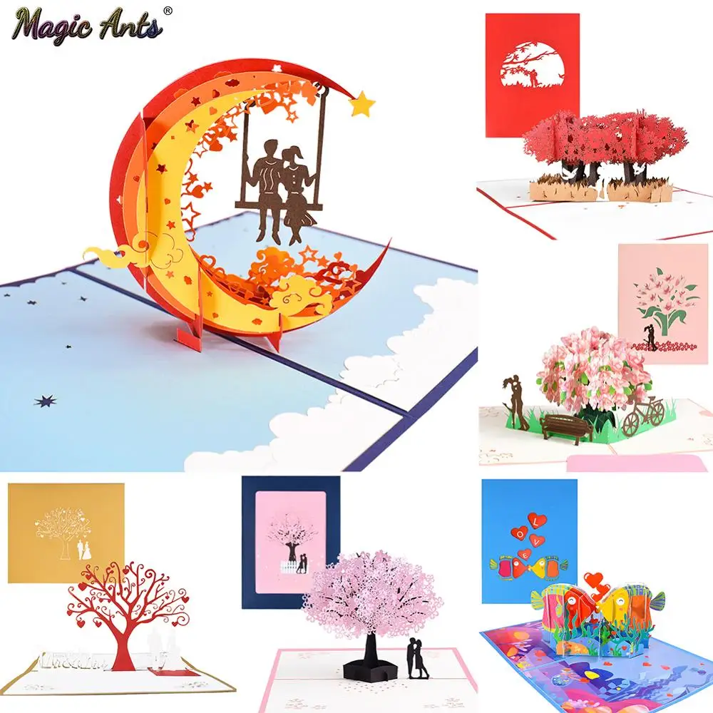 Pop-Up-Cards Envelope-Stickers Greeting-Cards Wedding-Invitation Anniversary Valentines-Day-Gift