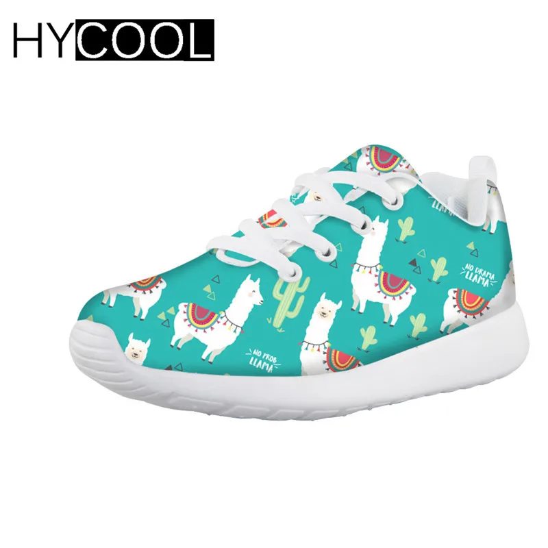 HYCOOL/; детская обувь с милым рисунком альпаки; кроссовки на плоской подошве; спортивная обувь для мальчиков и девочек