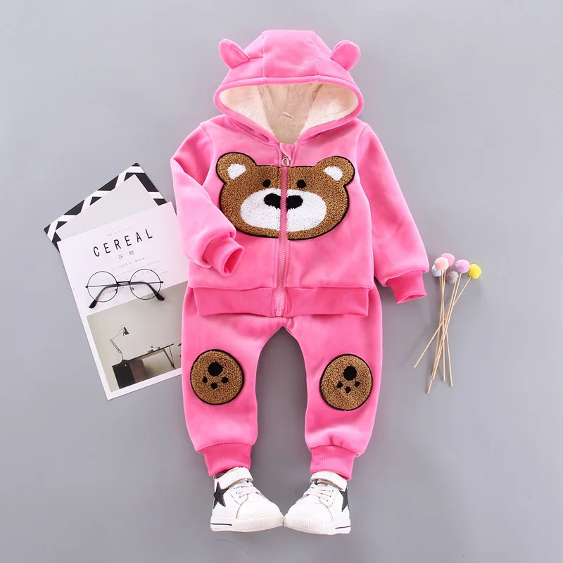 

Korean-style Cartoon Sable Fur Set 2019 Fashion Autumn Clothing Children Baby Brushed And Thick Sable Fur Hoodie