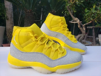 

Nike Air Jordan11 AJ11 Men Basketball Shoes Male Comfortable Sports Shoes Outdoor Casual Sneakers Yellow Silver-Gypsophila 40-47
