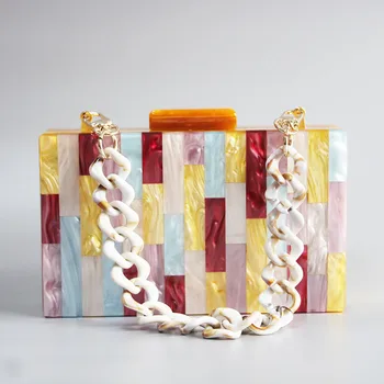 

Women Acrylic Day Clutches Pearl Colorful Bags Women's Fashion Crossbody Bags Small Clutch Bags Striped Evening Wedding Handbag