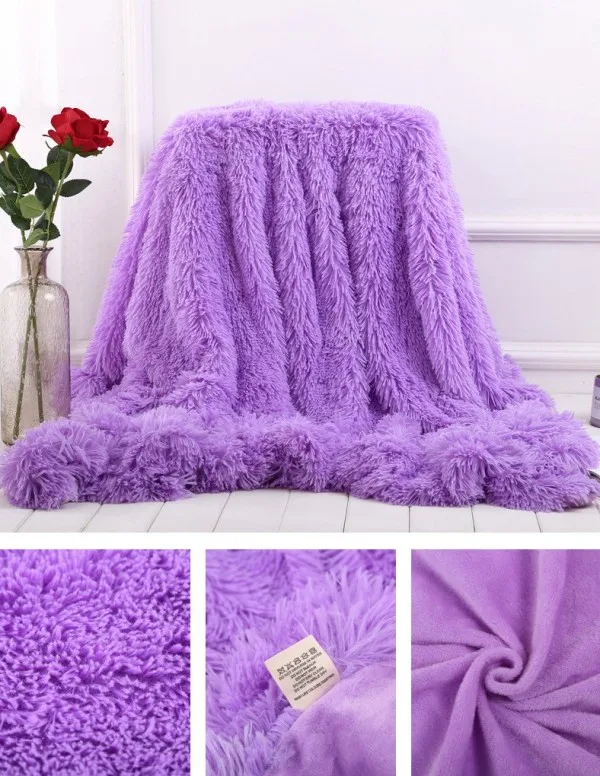 Мягкое пледы одеяло длинный мохнатый пушистый BK02 мех искусственный мех теплый элегантный уютный с пушистым шерпа пледы Покрывало для взрослых диван одеяло - Color: violet