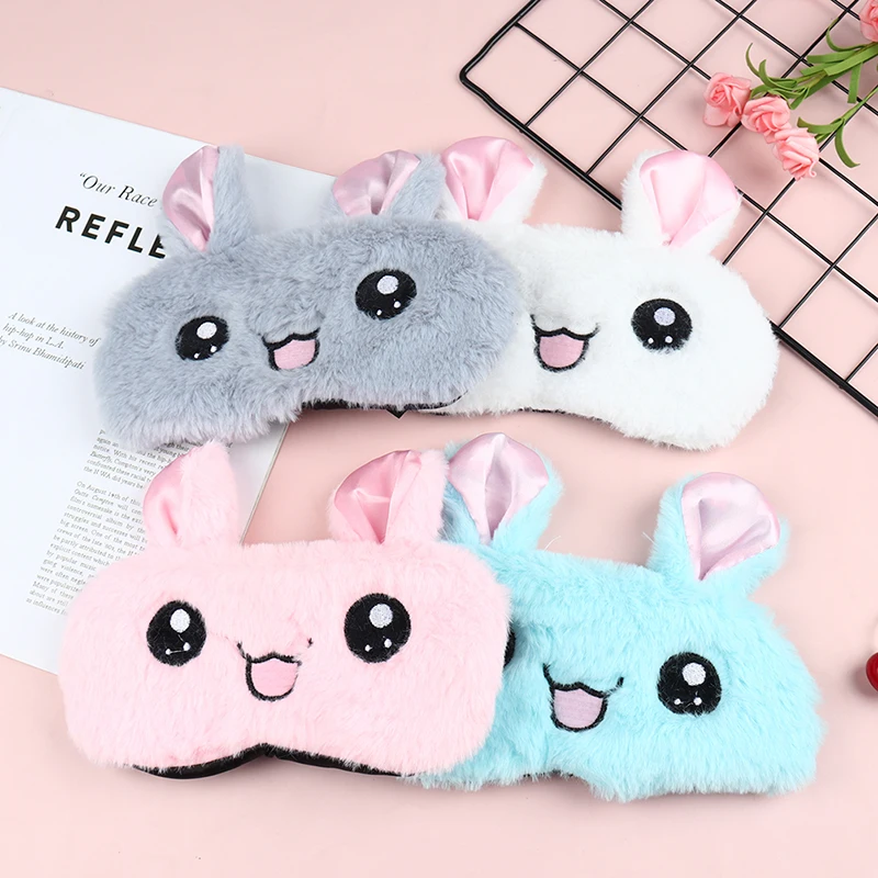 1Pcs Cartoon Plush Sleeping Mask Cover Cute Rabbit Bear Eye Cover Sleep Mask Eyeshade Relax Mask For Travel Home 2