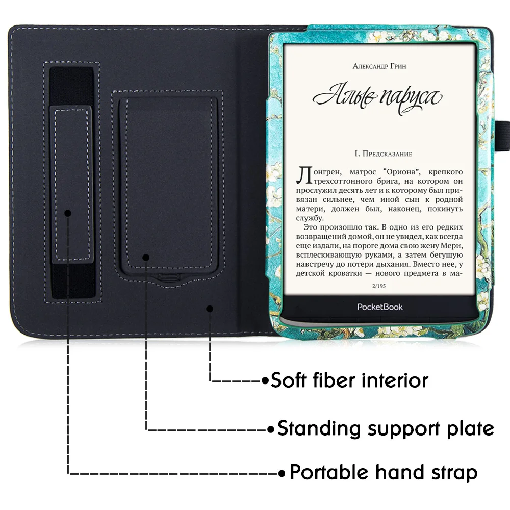 Capa de Proteção para Pocketbook 740 Inkpad Pro Pocketbook 740 com Cores Premium Capa Protetora com Alça de Mão Dormir Acordar - Imagem 3