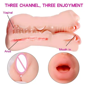 3 in 1 Real Pussy Male Masturbation CUP 3D Sex Toys For Fake Erotic Men 18 Masturbator Adult Vagina Products Artificial Blowjob 4