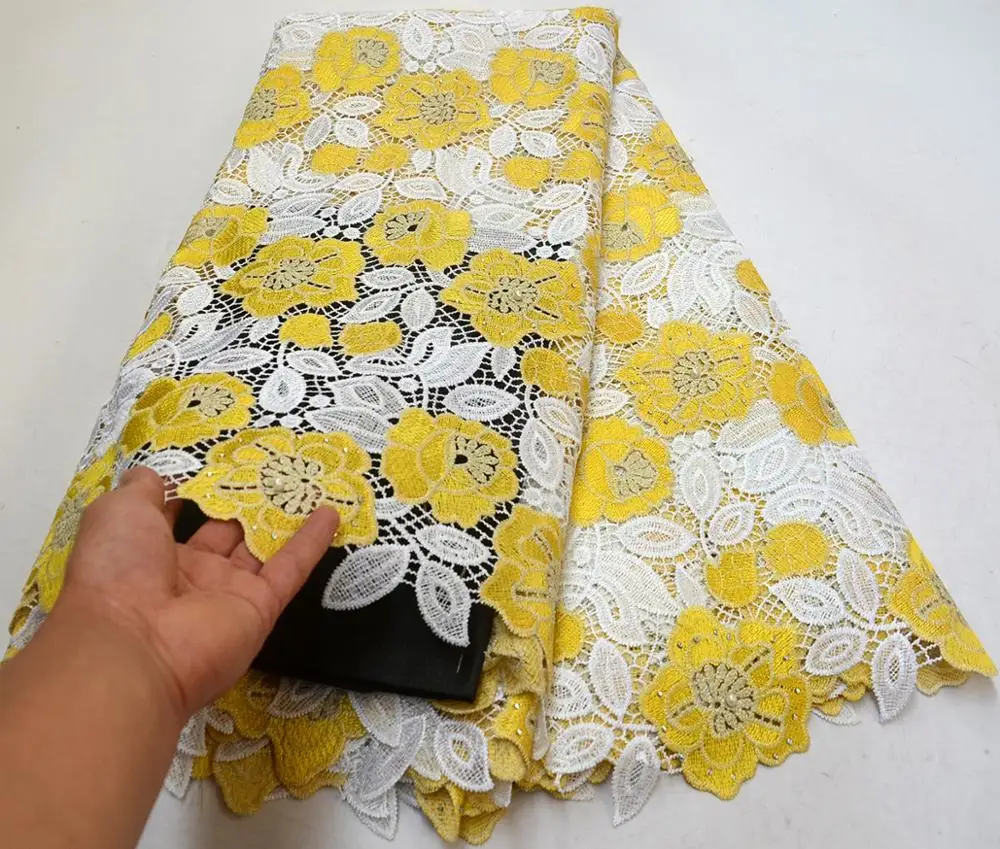

African Cord Lace Fabric With Rhinestones 2019 Latest African Tulle Laces High Quality Guipure Lace Nigerian Lace