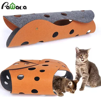 

DIY Wool Felt Cat Tunnel Channel Roll Dragon Nest Removable Washable Toy Four Seasons Universal Two-Tone Pet Toys