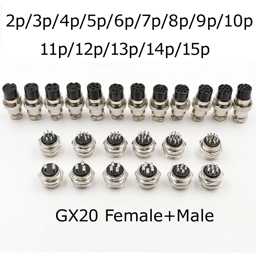 3pcs GX20 2/3/4/5/6/7/8 Pins Male Female Electrical Connectors Air Aviation Plug Socket Connectors Cable Plug Socket afbeelding