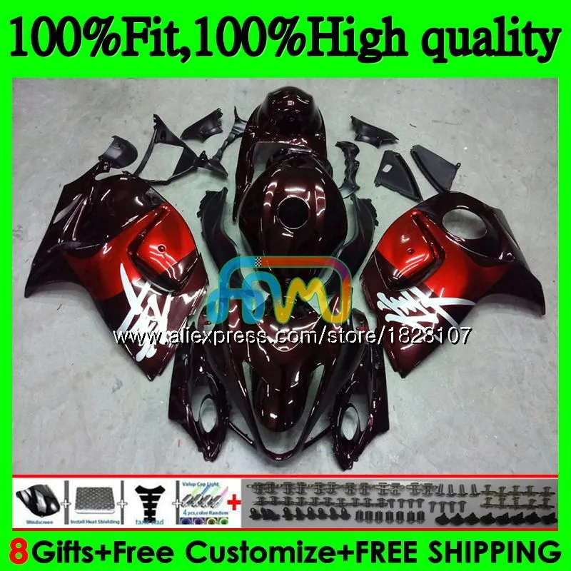 Инъекции для SUZUKI Hayabusa GSXR 1300 GSXR1300 08 13, 14, 15, 16 лет 57BS. 93 GSX-R1300 2008 2013 винно-Красного цвета распродажа обтекатель