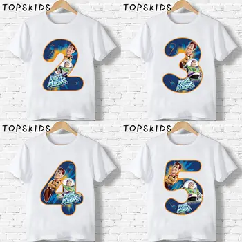 

2019 Kids Birthday Number 1~9 Toy Story Cartoon Print T-shirts Boy&Girl Buzz Lightyear/Woody Funny Gift Tshirt Baby Tops,ooo5309