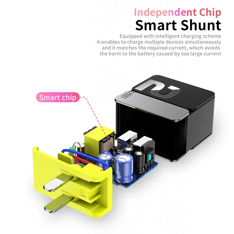 ROCK EU Plug 4A Max 4 порта USB быстрое зарядное устройство для iPhone Зарядка samsung iPad Xiaomi