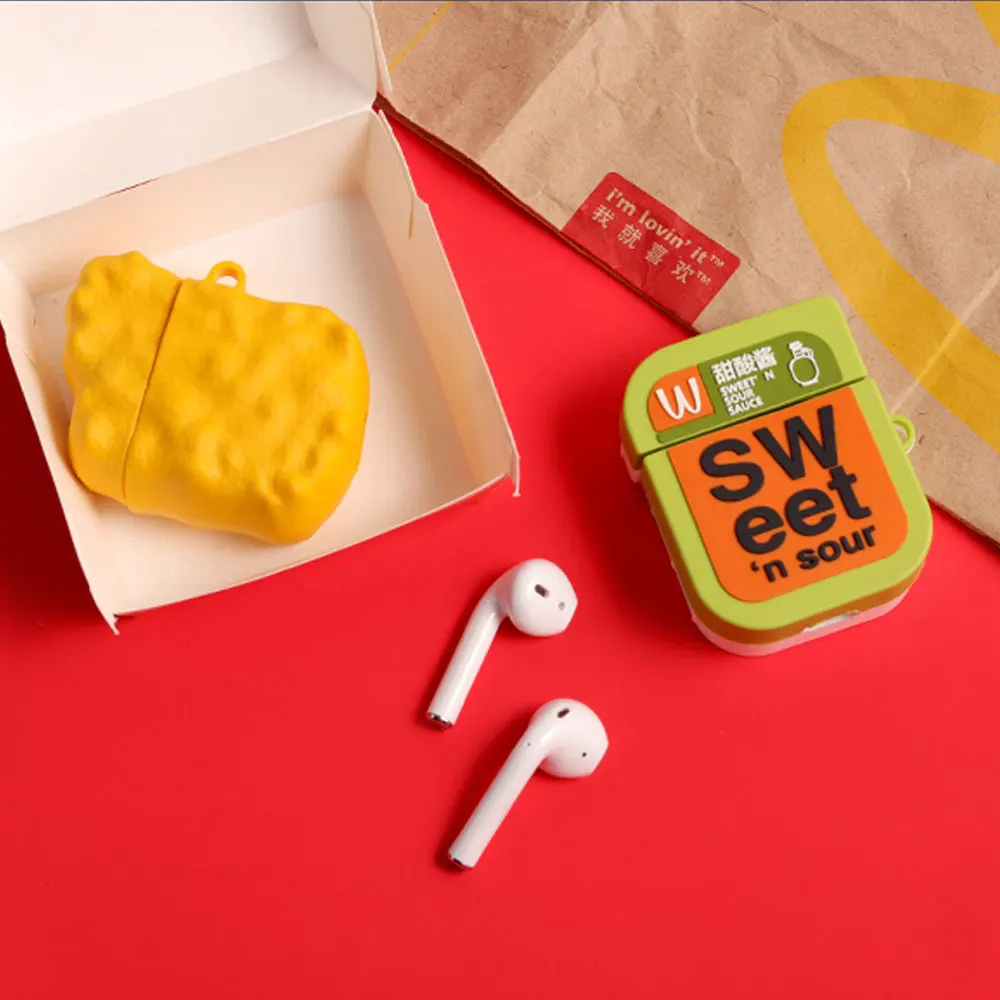 3D Милые чехлы для наушников mcdonald's Chicken McNuggets McKee Box для Apple Airpods 1/2 забавная Силиконовая Защитная крышка для наушников