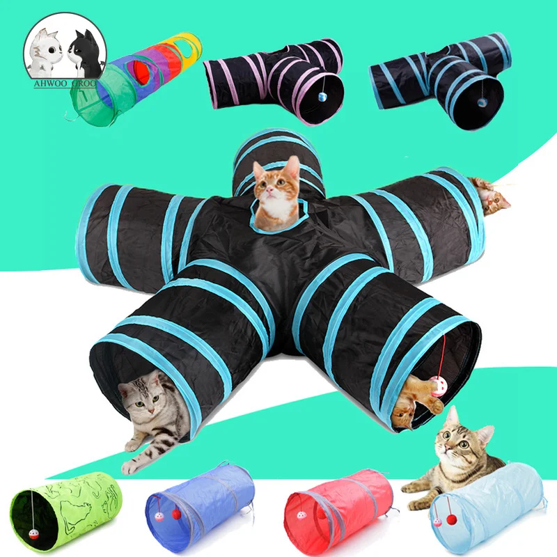 

Voice Interactive Foldable Pet Cat Tunnel Indoor Outdoor Pet Cat Training Fun Toy for Cat Animal Play Tunnel Tube 2/3/4/5 Holes