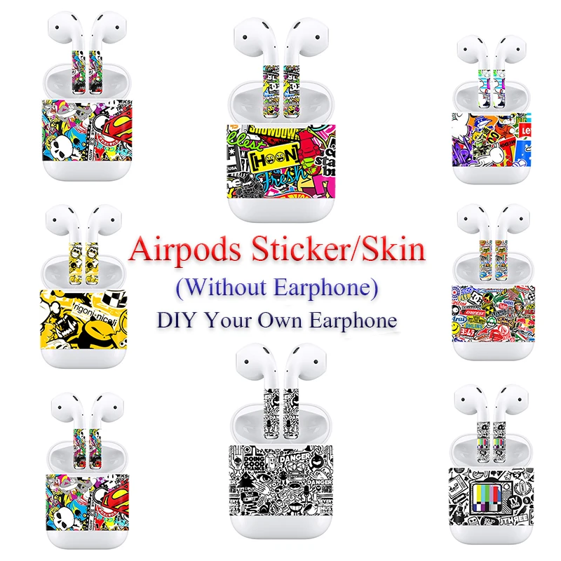Красочные граффити печати Airpods стикер для Apple полностью обернутая защитная