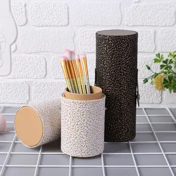 

Elegant Leather Makeup Brush Holder Travel Cosmetic Pens Storage Organizer Cosmetic Brush Bag Brushes Organizer Make Up tools*