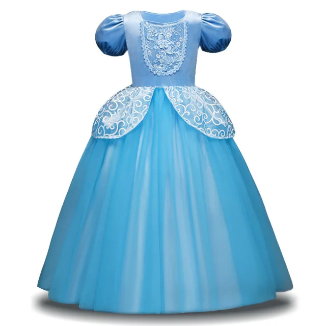 Платье с единорогом; Детские платья на день рождения для девочек; костюм на Хэллоуин и Рождество; детское праздничное платье принцессы; платье Золушки Эльзы - Цвет: Blue6