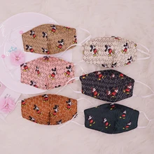 Disney Mickey Minnie Mask Fashion Women Silk Adult Mask For Face Hairband Washable Reusable Girl Mask Hair Ring Masque Fashion