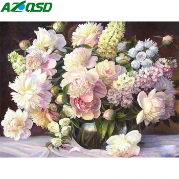 

AZQSD Coloring By Numbers Flower Paint By Number Canvas Painting Kits Floral Unframed Home Decor Gift Diy Wall Art