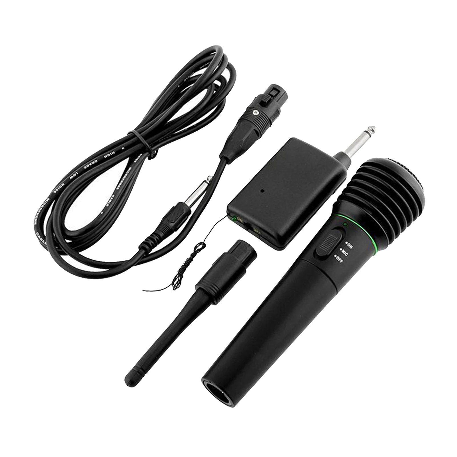 Wireless Wired Handheld Microphone System with Receiver XLR 6.35mm Cable