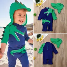 Купальный костюм из 2 предметов с изображением динозавра для маленьких мальчиков; купальник с изображением динозавра; пляжная одежда для серфинга; детский купальный костюм с защитой от солнца