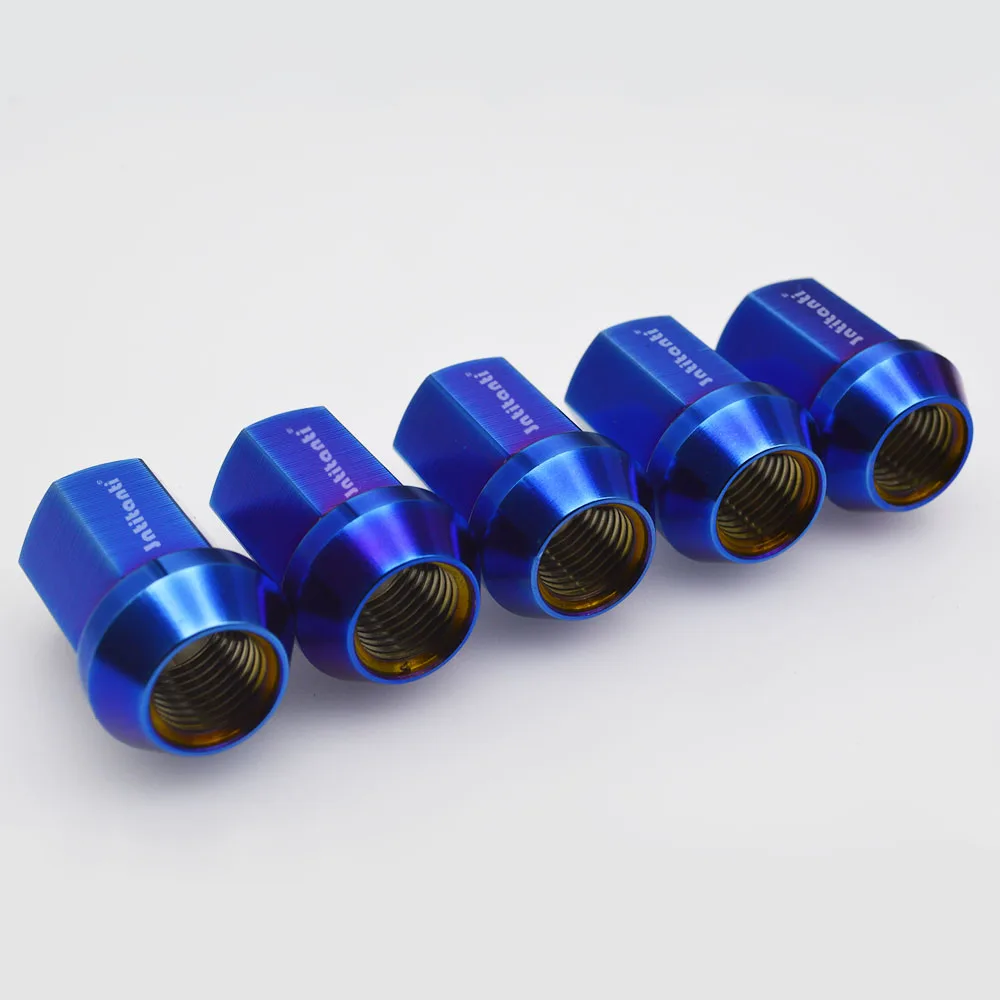 

M14 Blue high strength full hex Gr5 titanium lug nut with cone seat