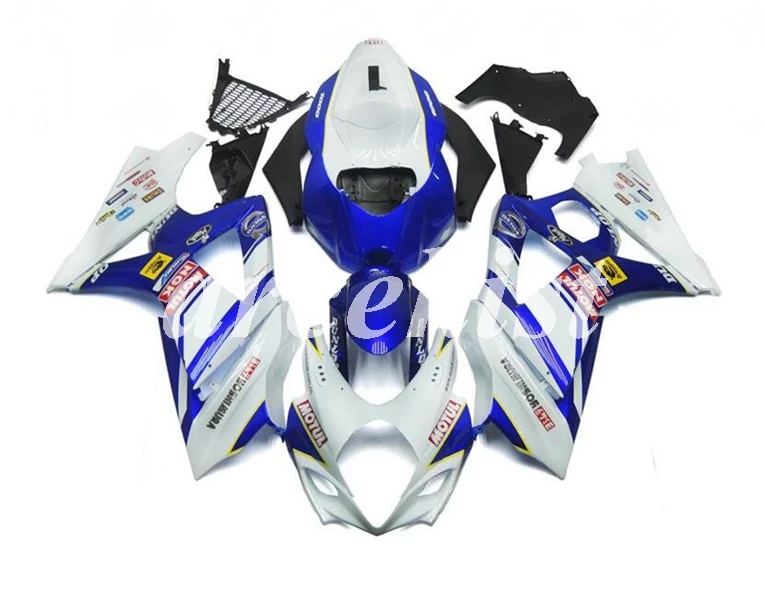 4 бесплатных подарка ABS мотоцикл обтекатели комплект подходит для Suzuki GSXR1000 2007 2008 K7 07 08 Обтекатели синий белый
