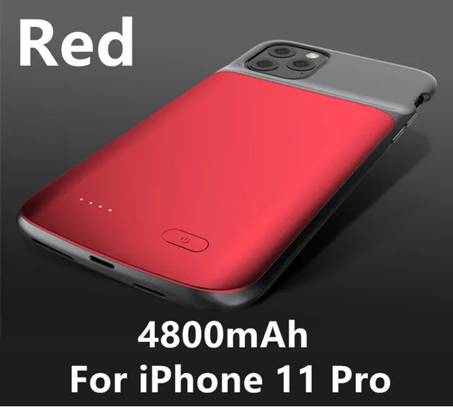 Для iPhone 11 Pro Аккумулятор Max чехол для iPhone 11 Pro power Case расширяемый аккумулятор блок питания жидкие силиконовые противоударные чехлы - Цвет: Red for 11 Pro
